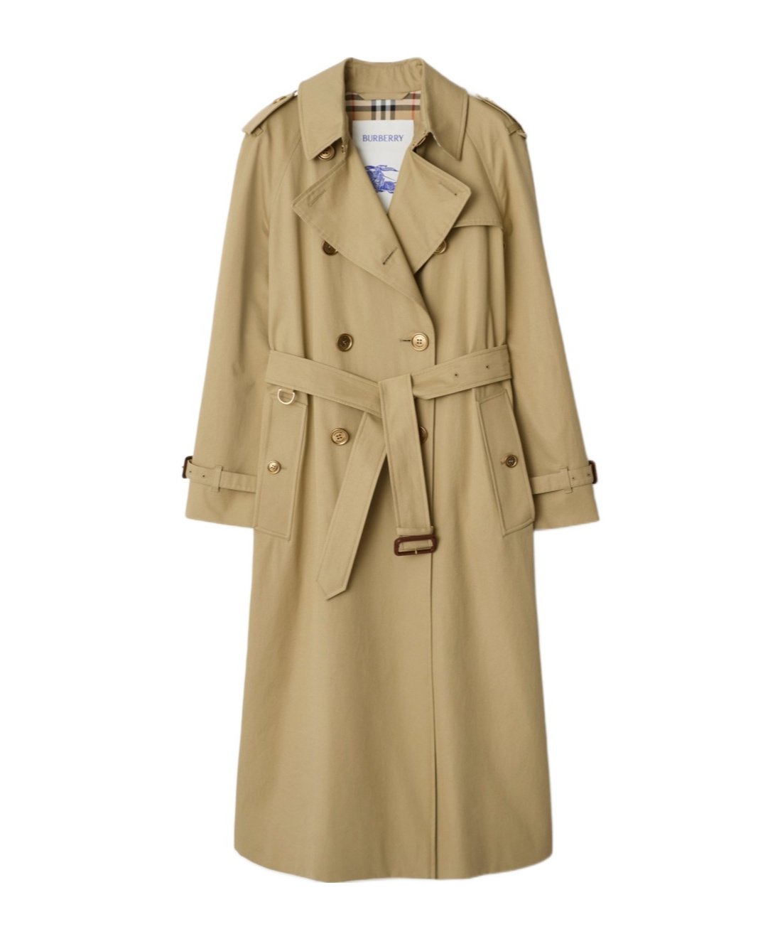Burberry Waterloo Beige Double-breasted Trench Coat With Classic Collar And Belt Closure In Cotton Woman In Brown