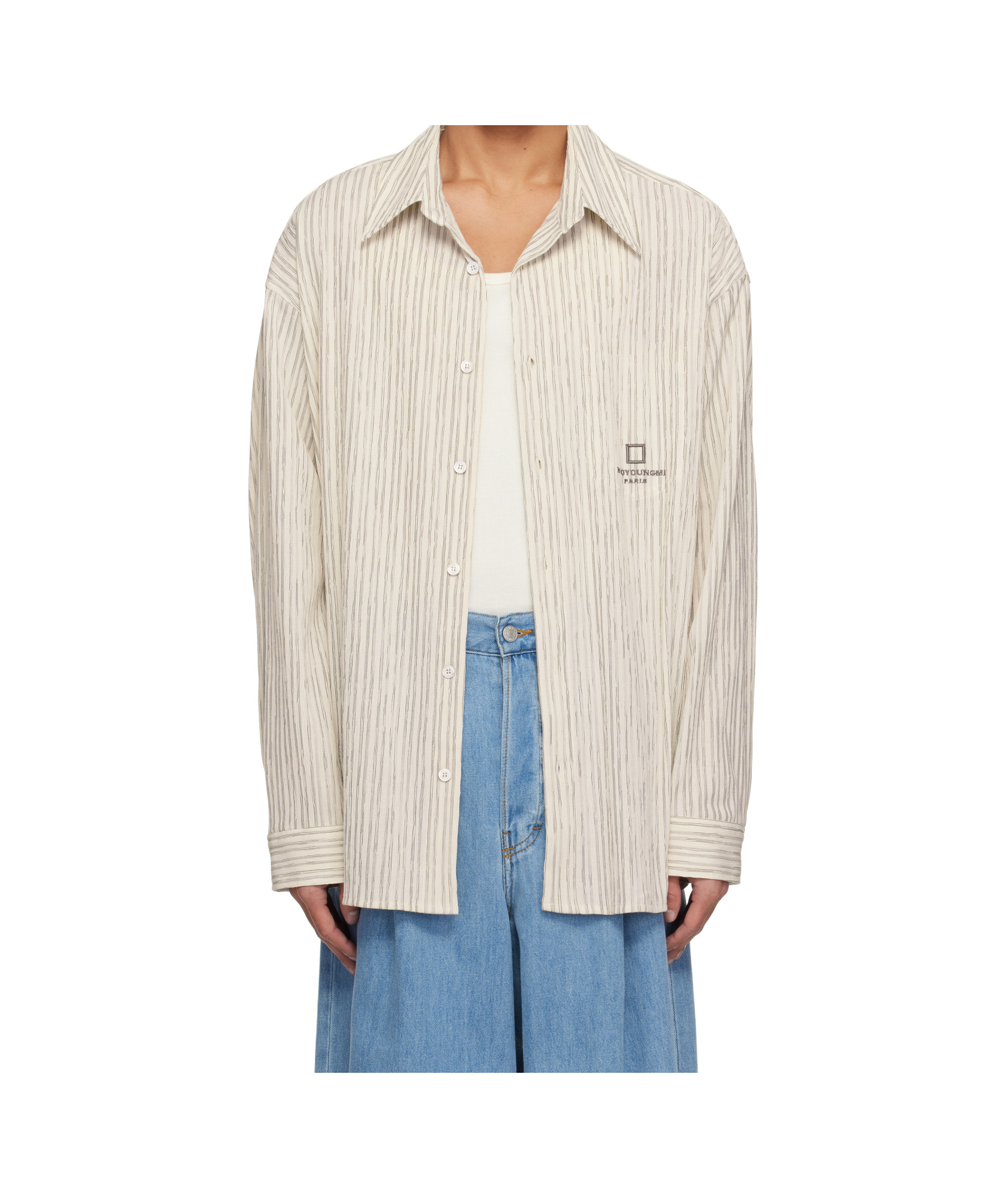 Wooyoungmi Off-white Striped Shirt In Nude