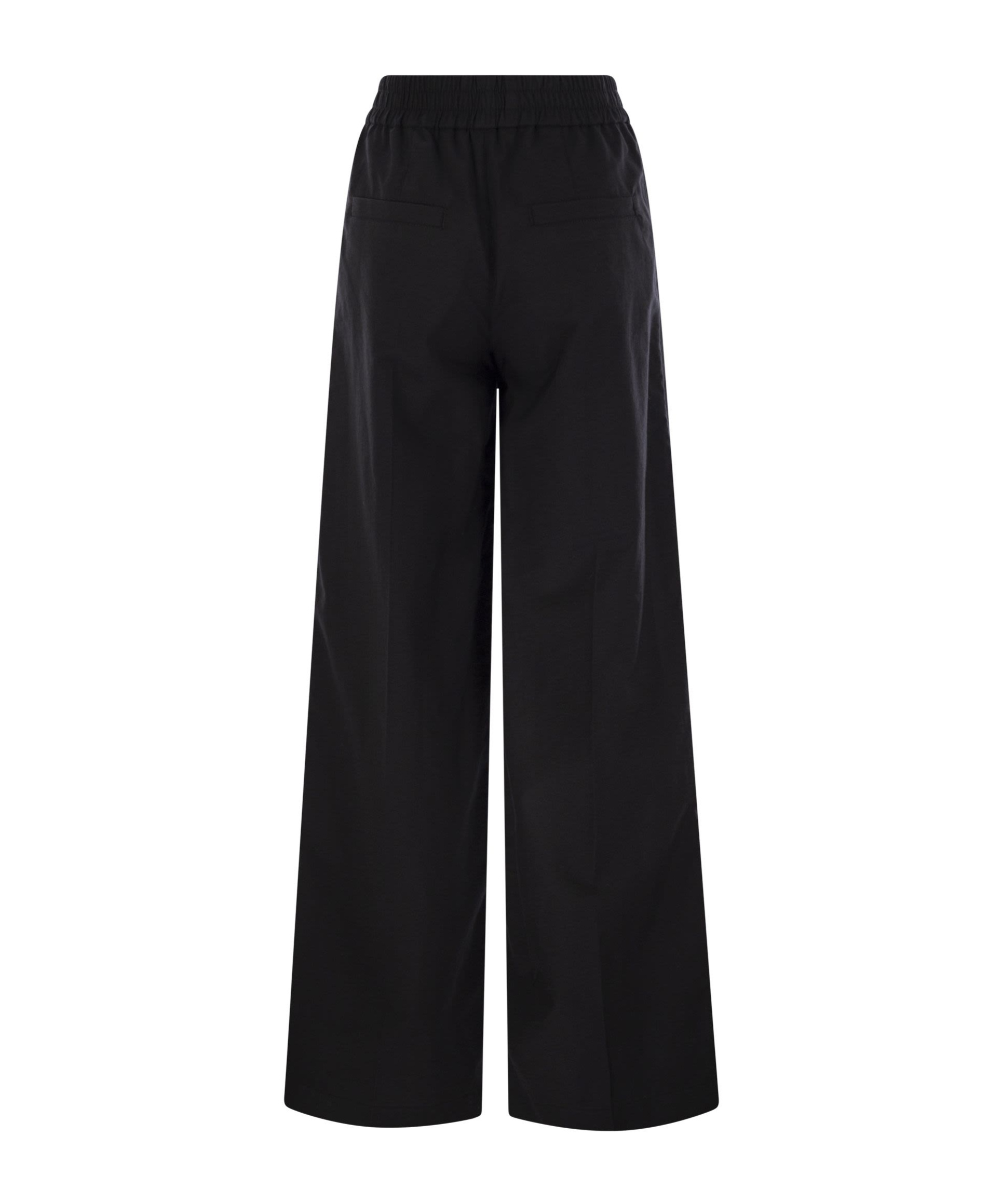 Brunello Cucinelli Loose Fit Cotton Trousers In Black