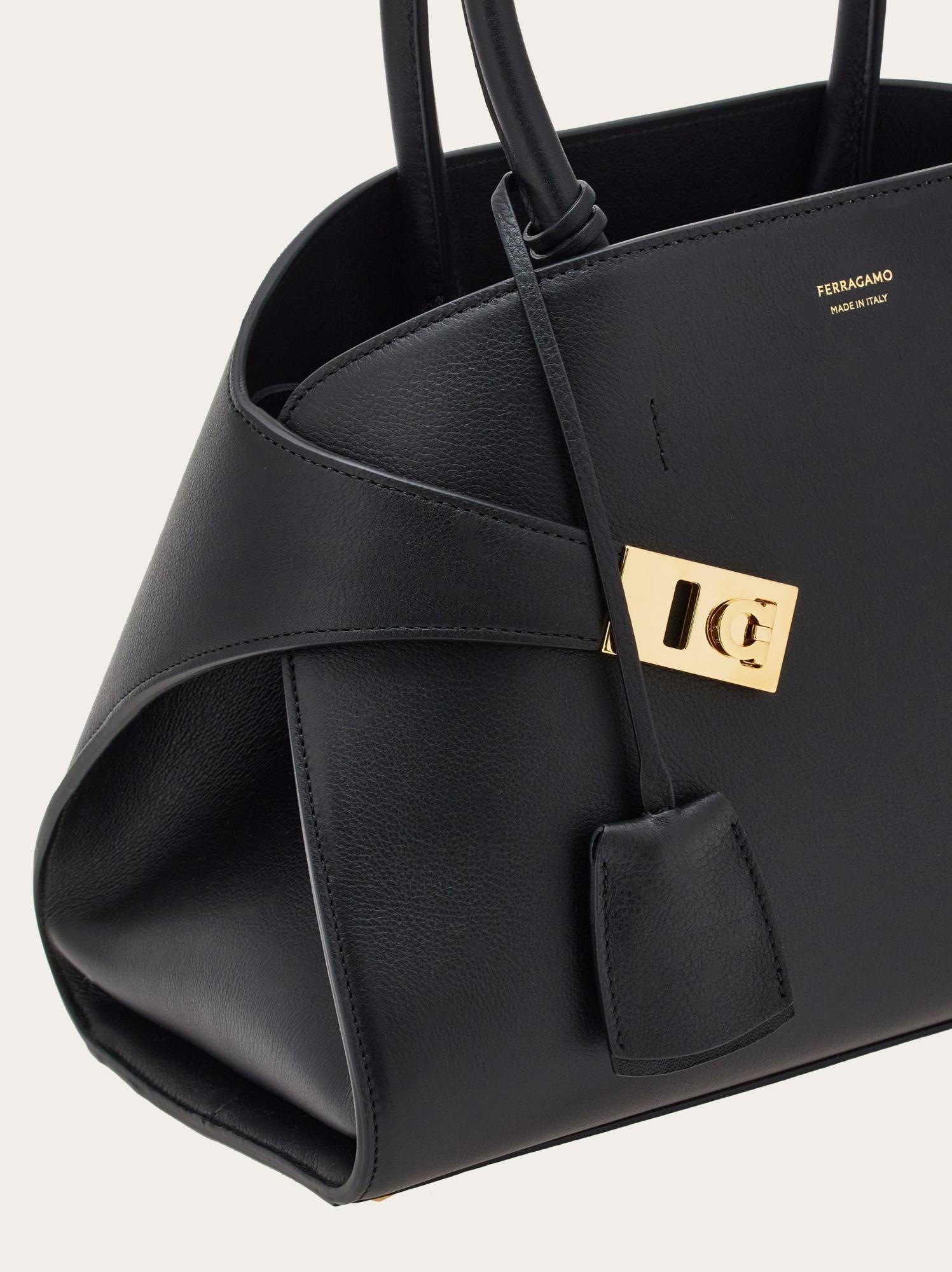 Shop Ferragamo Medium Hug Gancini-buckle Tote Bag In Black