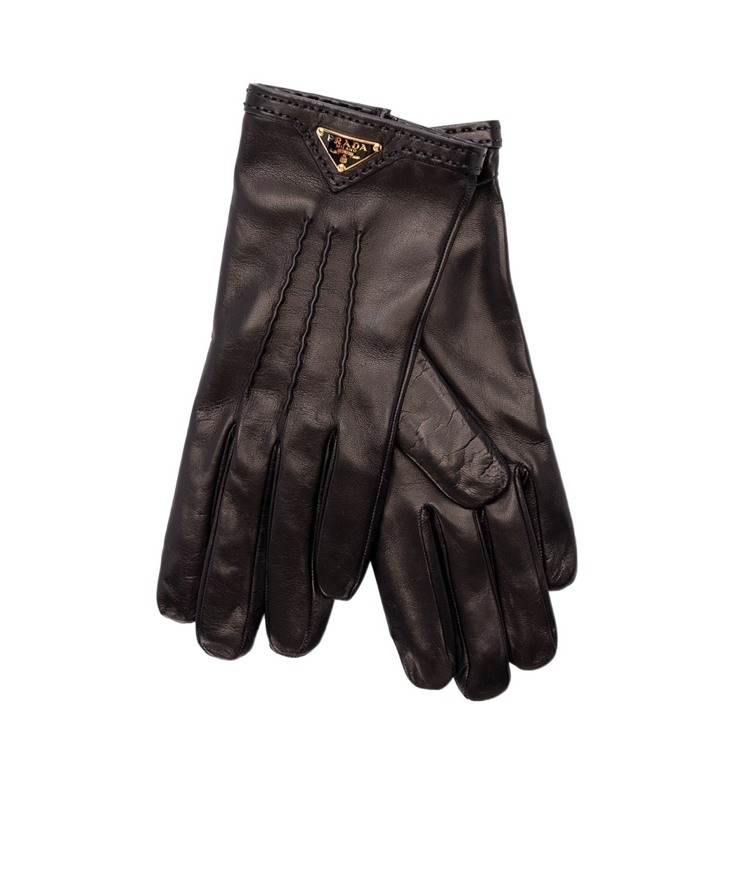 Prada Leather Gloves In Black
