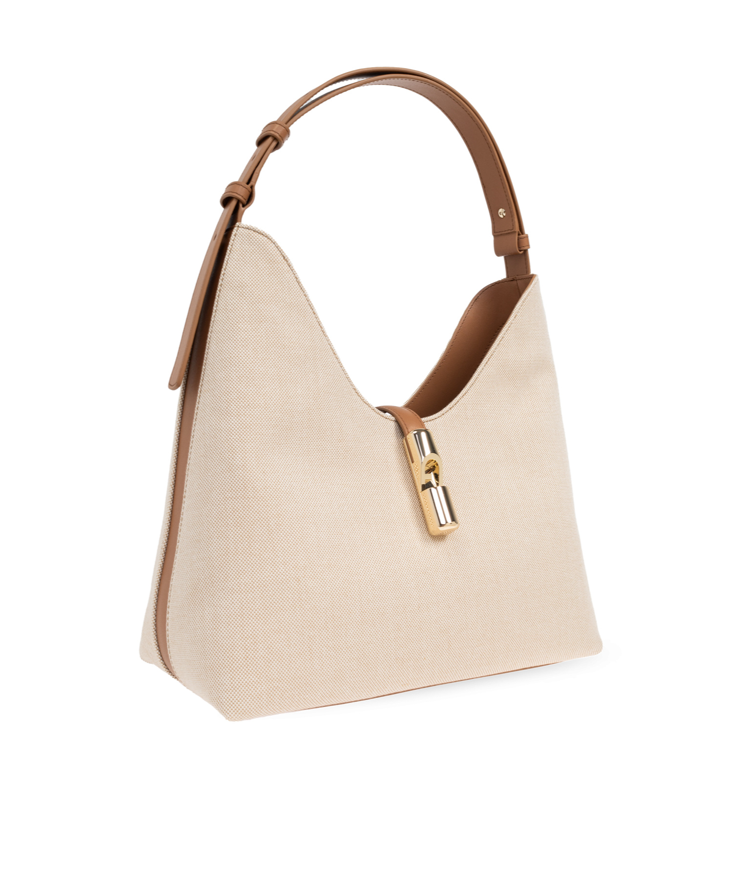 Furla 'droplet Hobo' Leather Bag In Nude