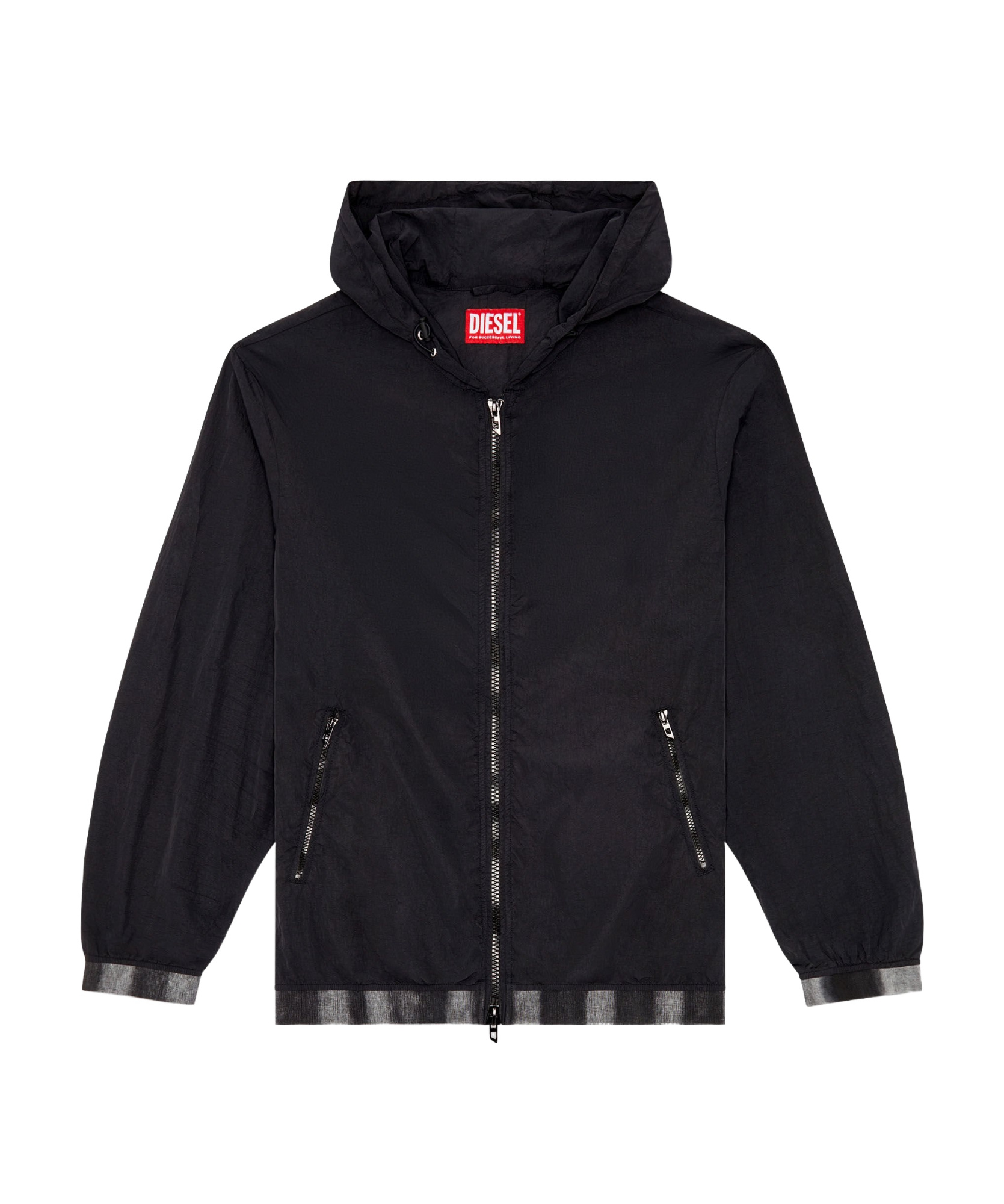 Diesel J-post Recycled Zip-up Hooded Jacket In Black
