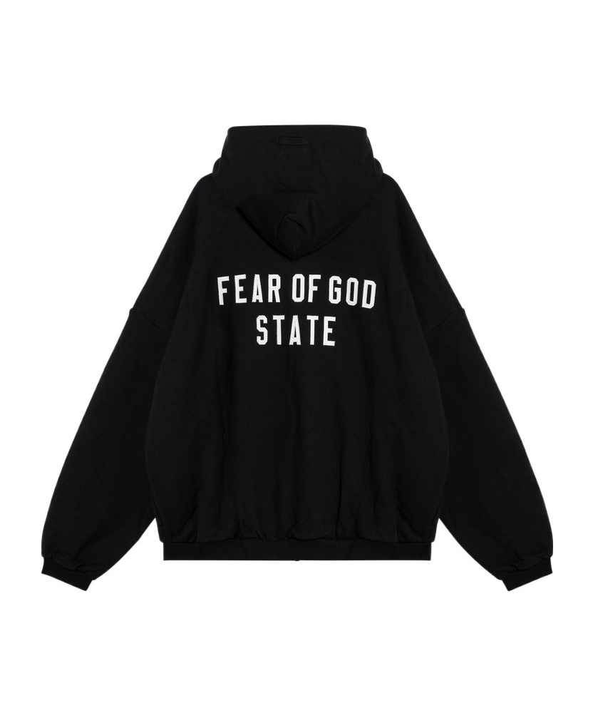 Essentials Full Zipper Hooded Sweatshirt In Black