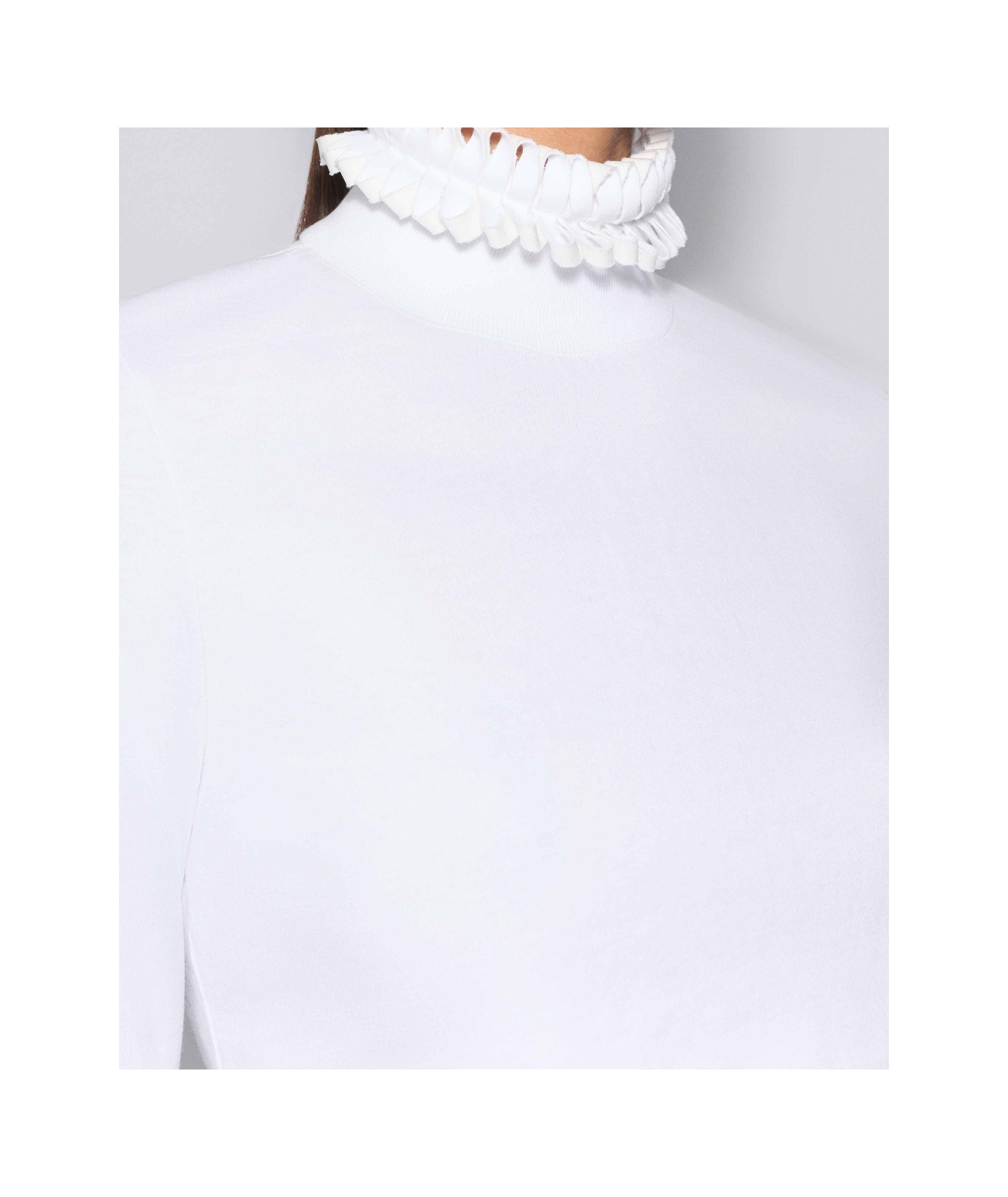 Alaïa Cropped Turtleneck Cotton Jersey Top In White