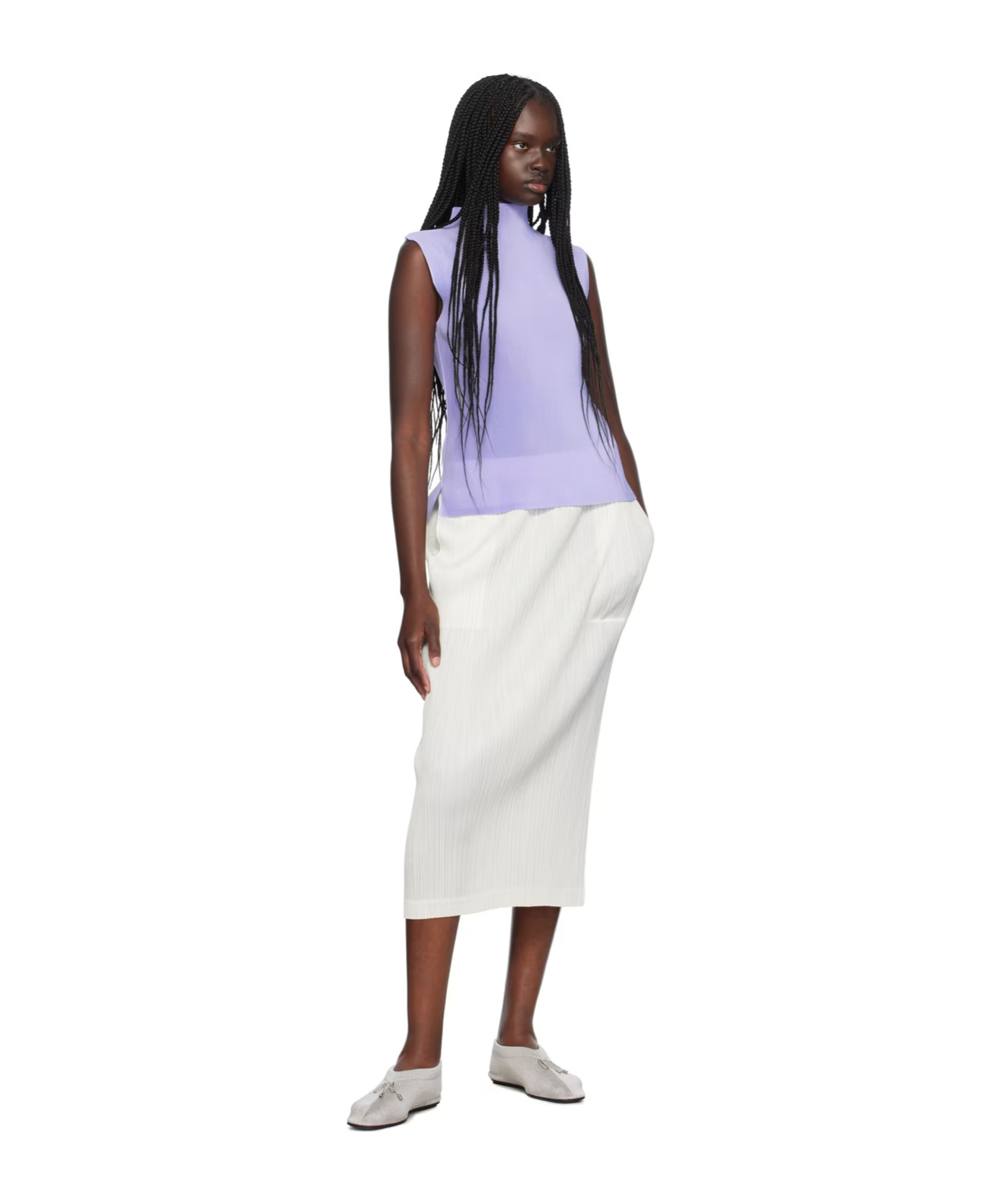 Issey Miyake Thicker Bottoms 1 Pleated Skirt In White
