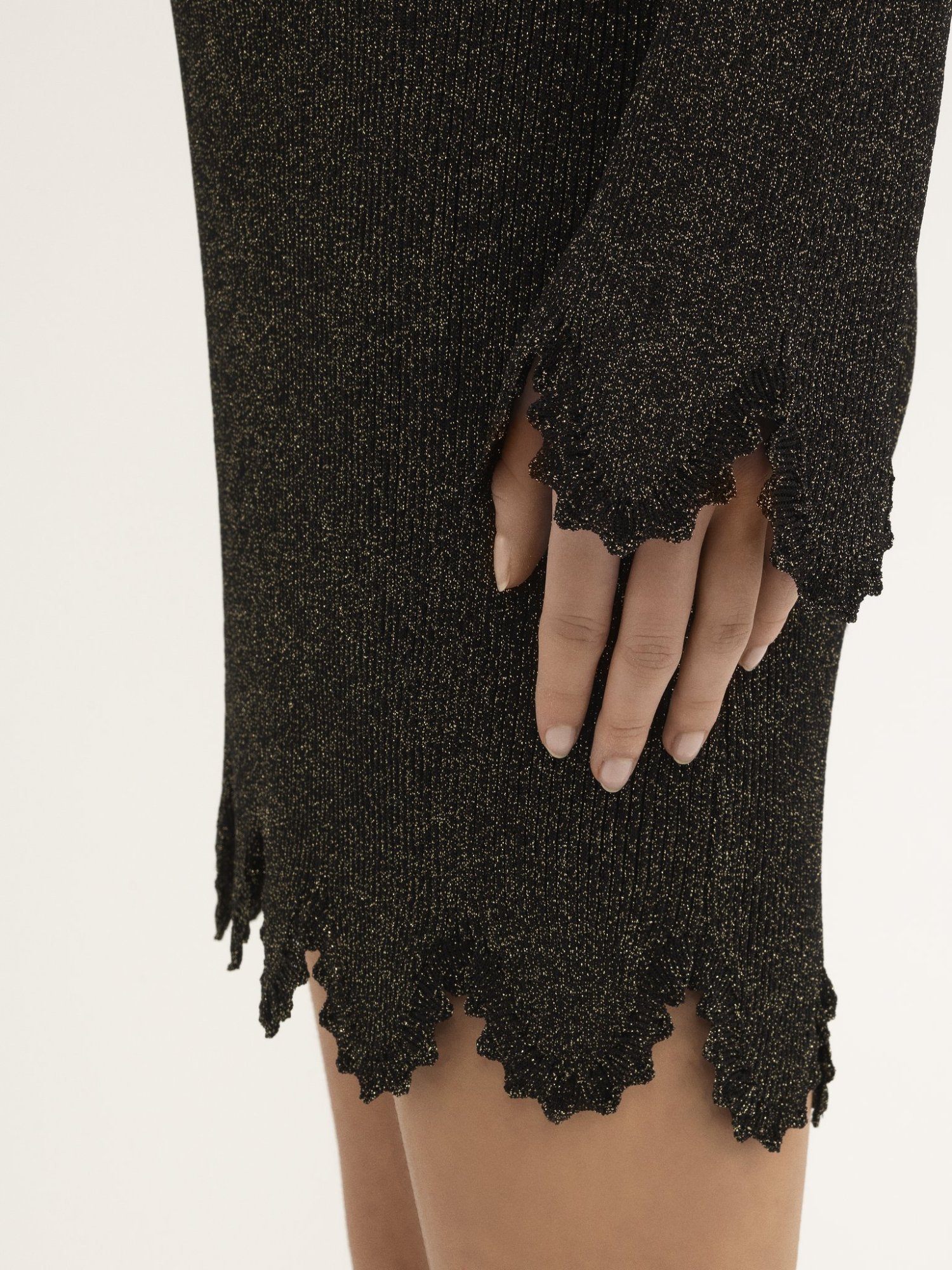 Chloé Robe Festonnée En Maille De Viscose Mélangée Femme Noir Taille S 100% Viscose In Black