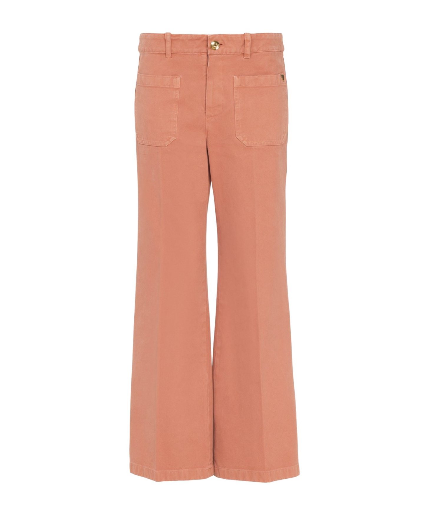 Chloé Cropped Cotton Canvas Bootcut Pants In Pink