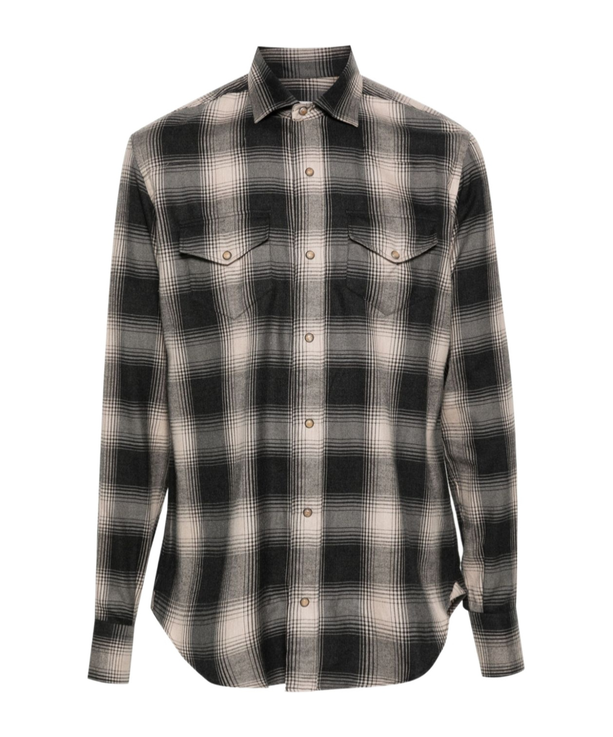 Eleventy Lapel Long Sleeve Shirt In Multi
