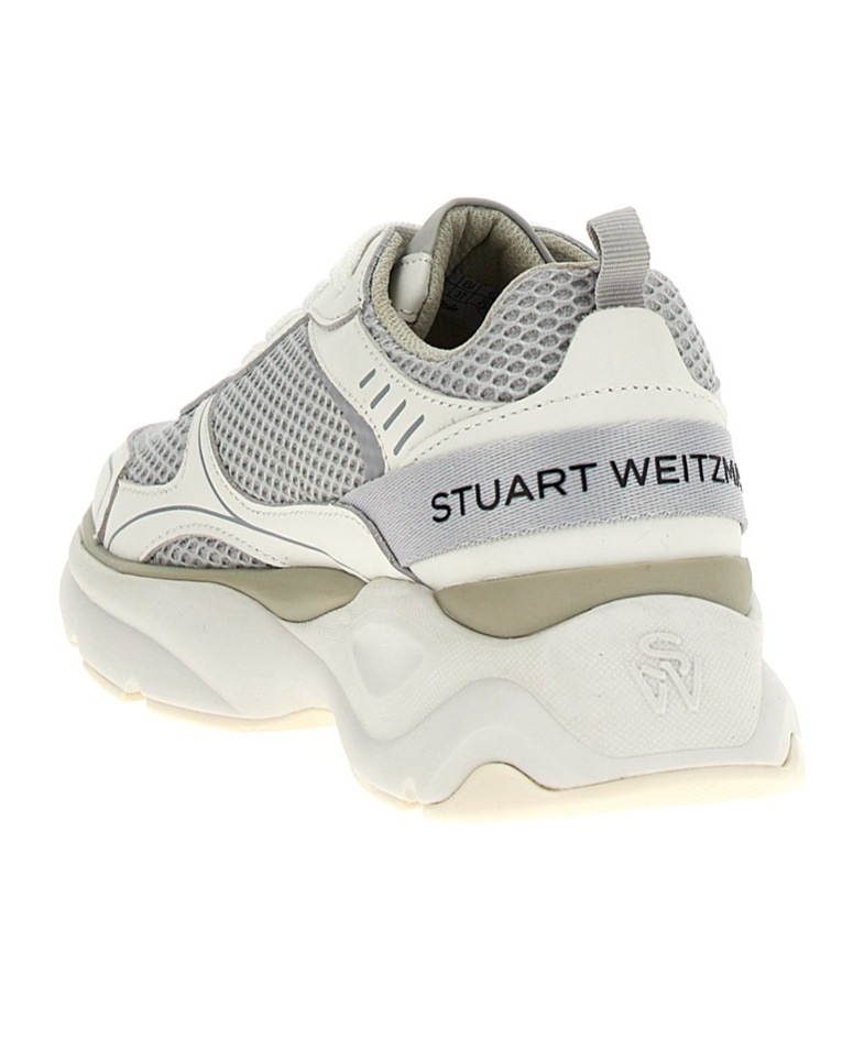 Stuart Weitzman Logo-patch Mesh Chunky Sneakers In White