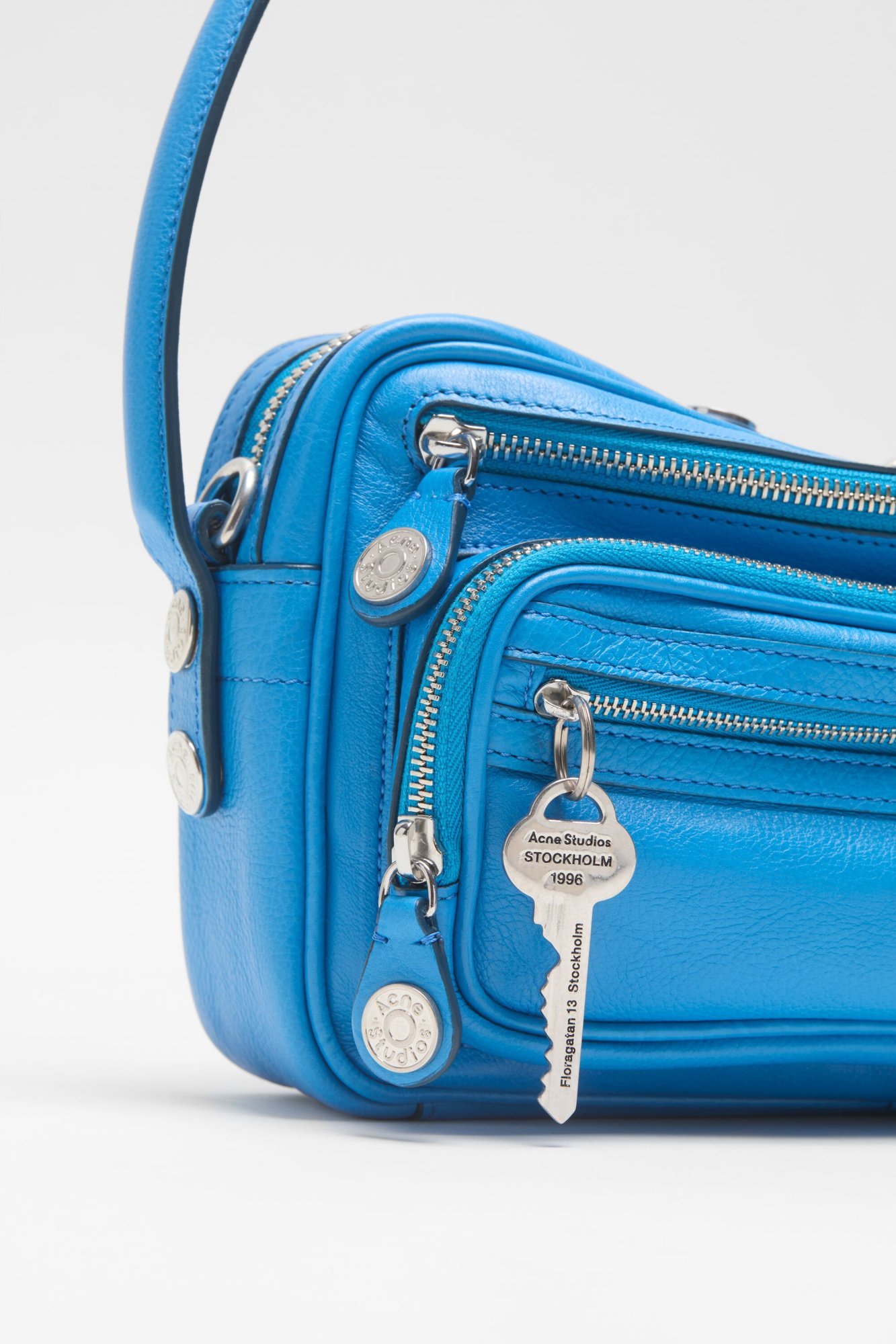 Acne Studios Camero Party Small Leather Shoulder Bag In Blue