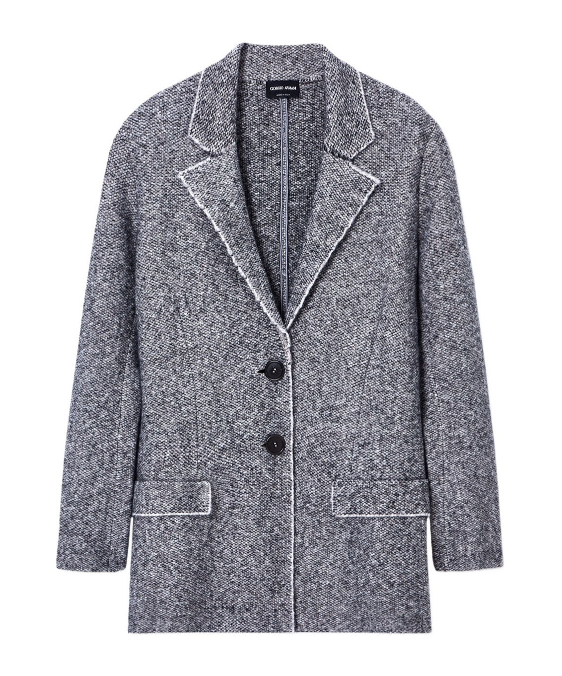 Giorgio Armani Textured Blazer With Flap Pockets And Lapel In Blue