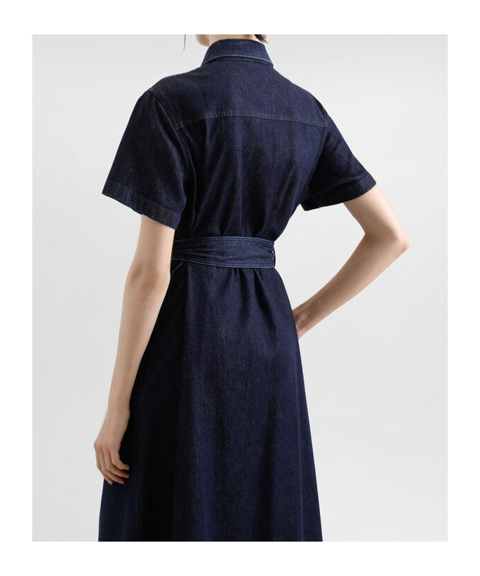 Dolce & Gabbana Silk Denim Shirt Dress In Black