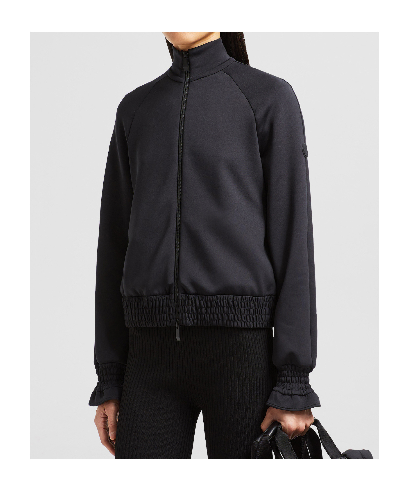 Moncler Black Stretch Polyester Sweatshirt In Black
