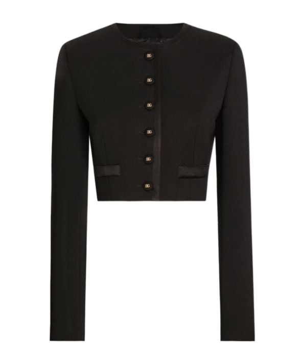 Dolce & Gabbana Wool Cropped Jacket In Black