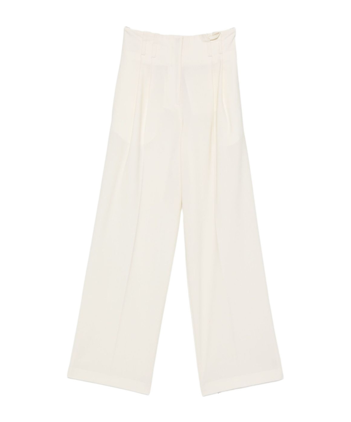 Semicouture High-waisted Wide-leg Wool Blend Trousers In White