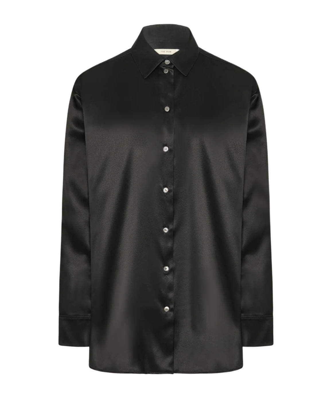 The Row Sisilia Oversized Silk Satin Shirt In Black