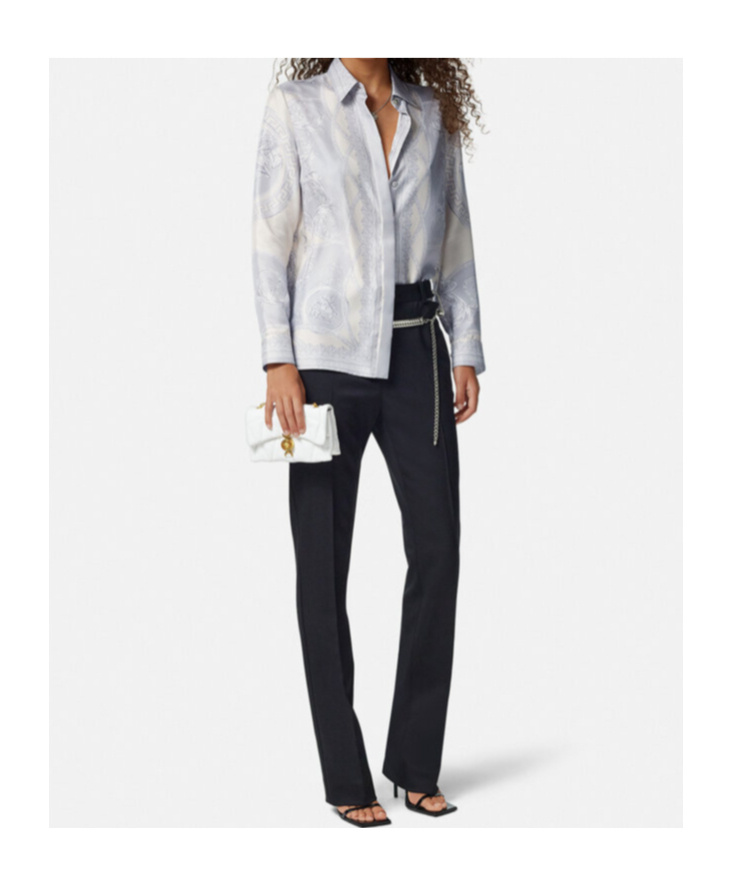 Versace Women's Printed Silk Shirt In White