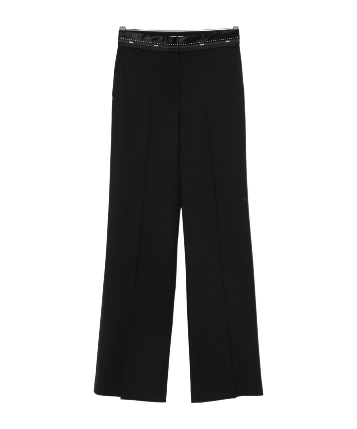 Msgm Straight-leg Pants With Glossy Trim In Black