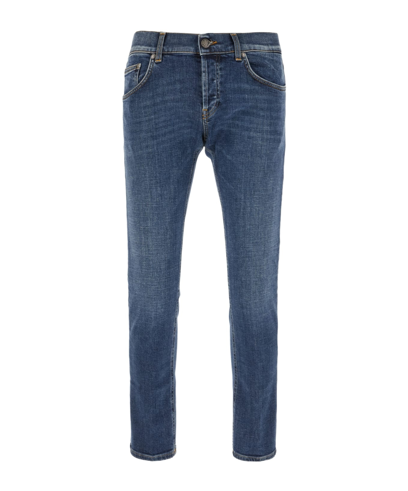 Dondup Trousers With Belt Loops And Contrast Stitching In Blue