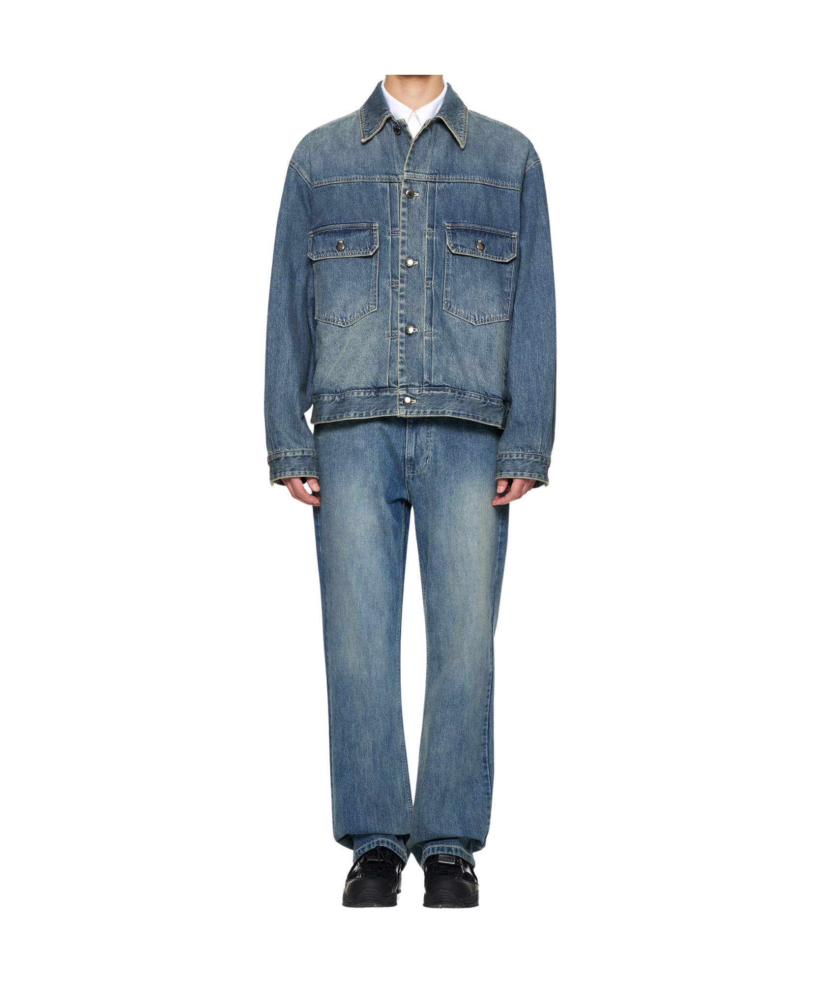 Wooyoungmi Long-sleeved Denim Coat In Blue