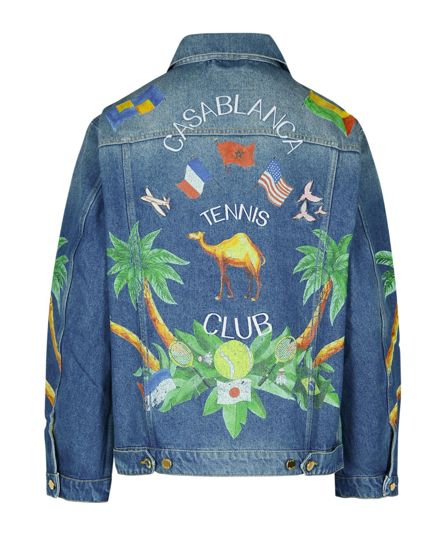 Casablanca Tennis Club Denim Jacket In Blue