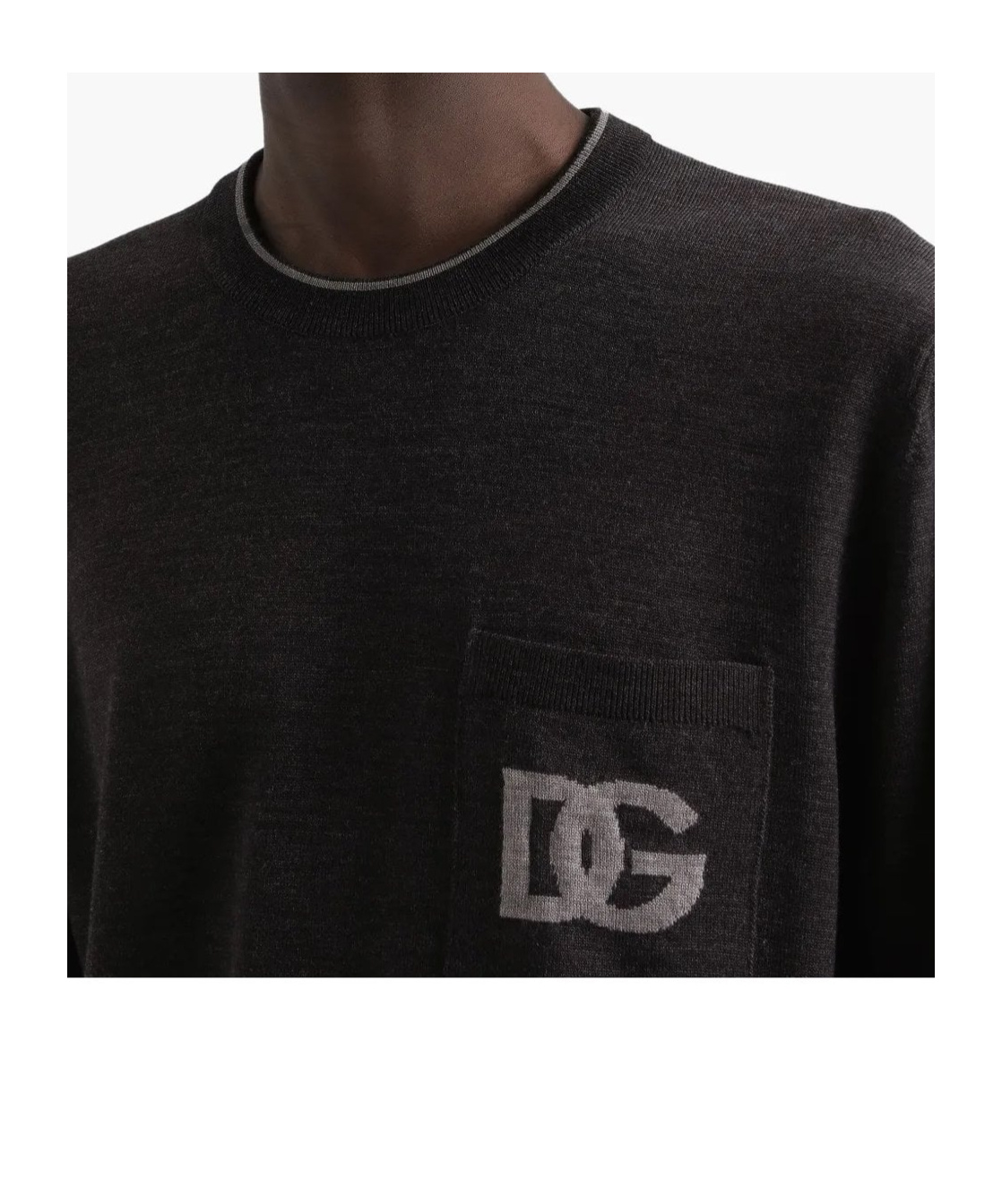 Dolce & Gabbana Crew Neck Sweater With Long Sleeves And Pocket In Black