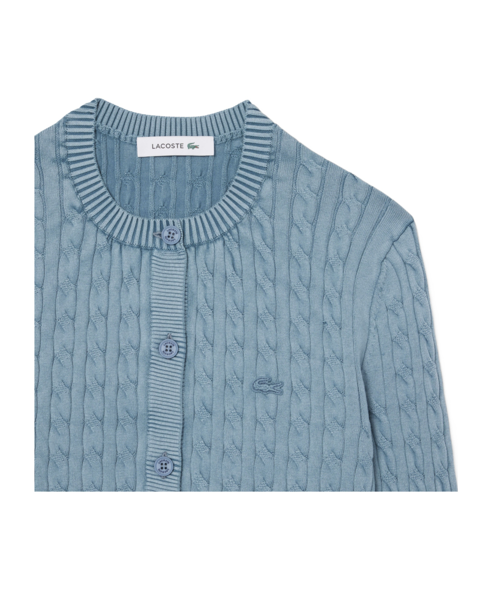 Lacoste Women's Wash Effect Cable Knit Cardigan - 32 In Blue