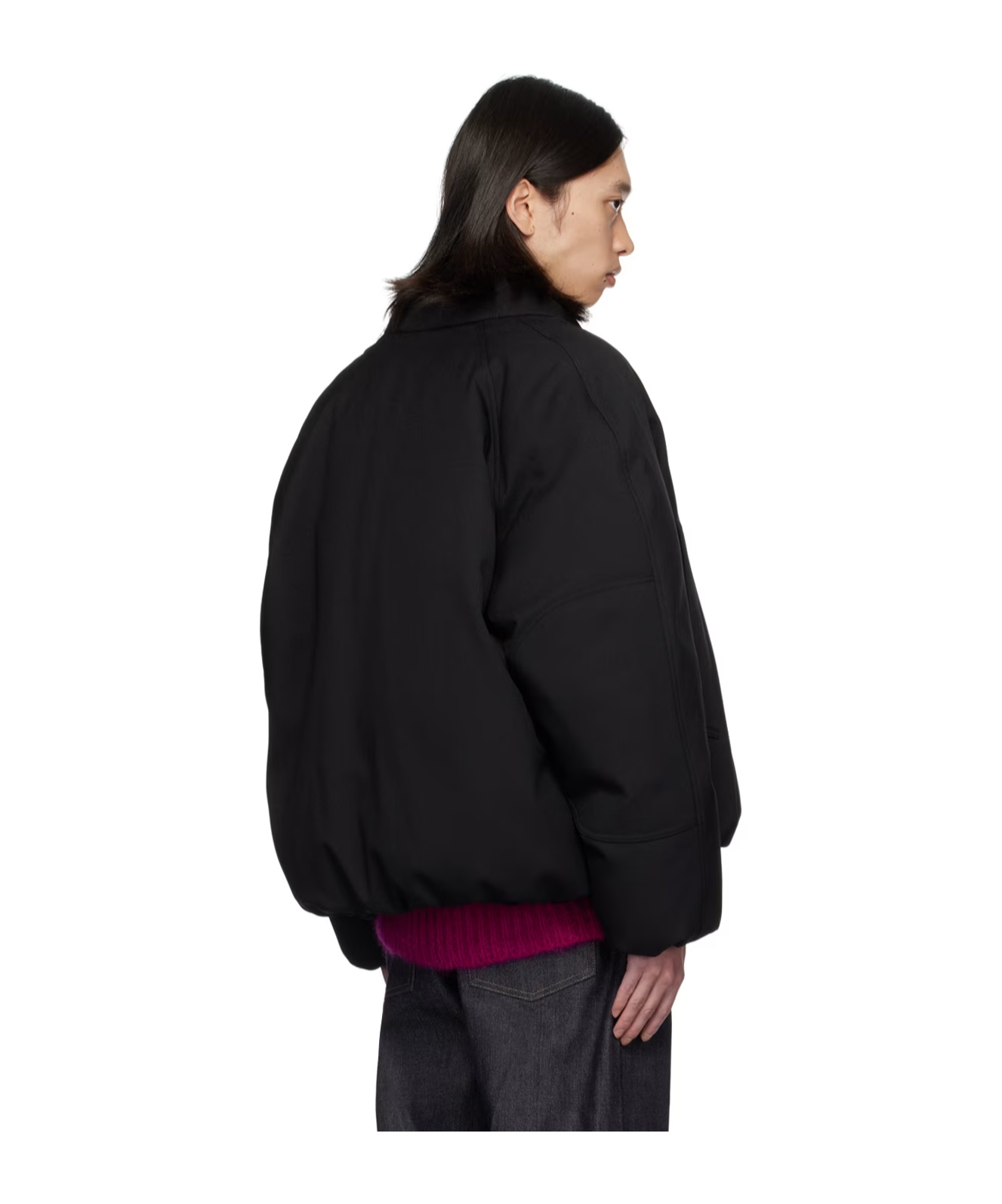 Jil Sander Vertical Collar Zipper Down Jacket In Black