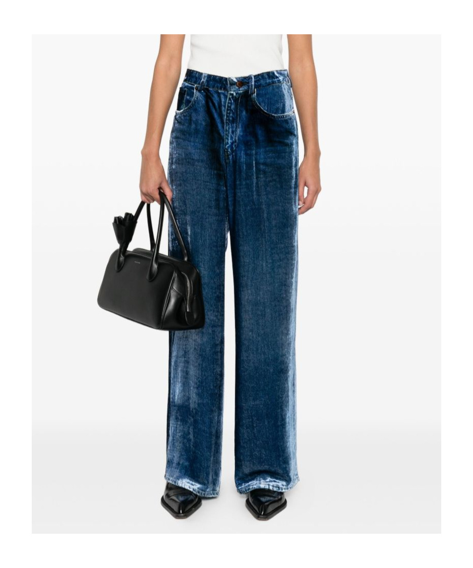 Pierre-louis Mascia Denim Print Trousers In Blue