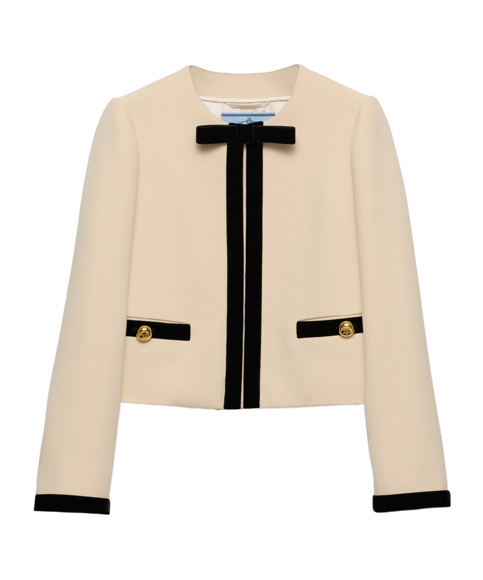 Prada Trimmed Cropped Jackets With Pockets And Buttons In Nude
