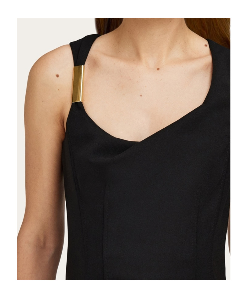 Ferragamo Corseted Dress With Gathered Neckline In Black