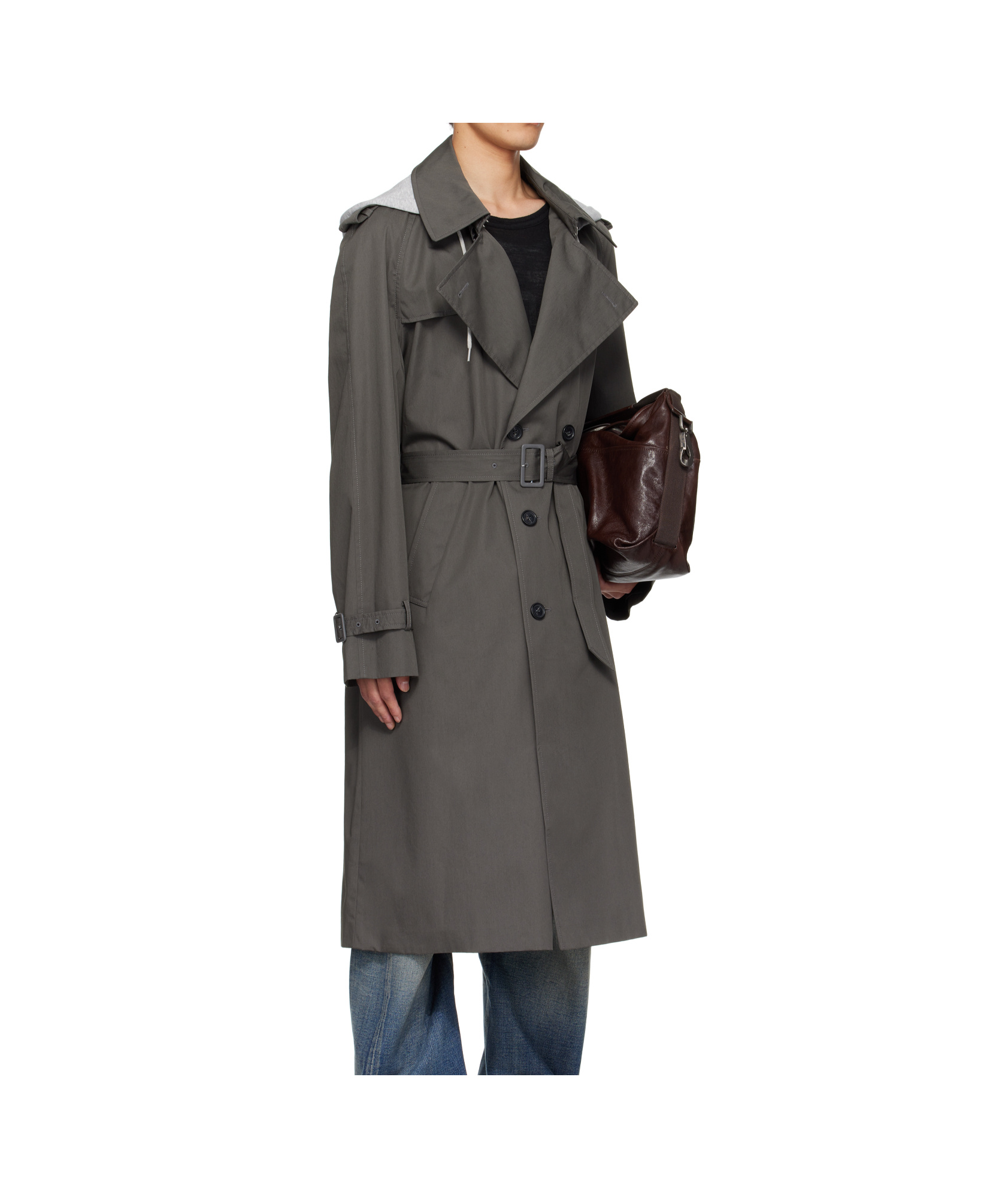 Mm6 Maison Margiela Double-breasted Trench Coat In Gray