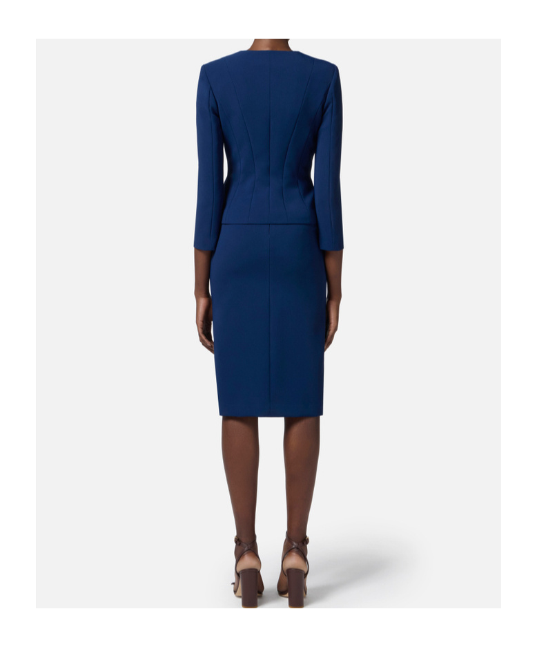 Elisabetta Franchi Cross-lace Crepe Jacket In Blue