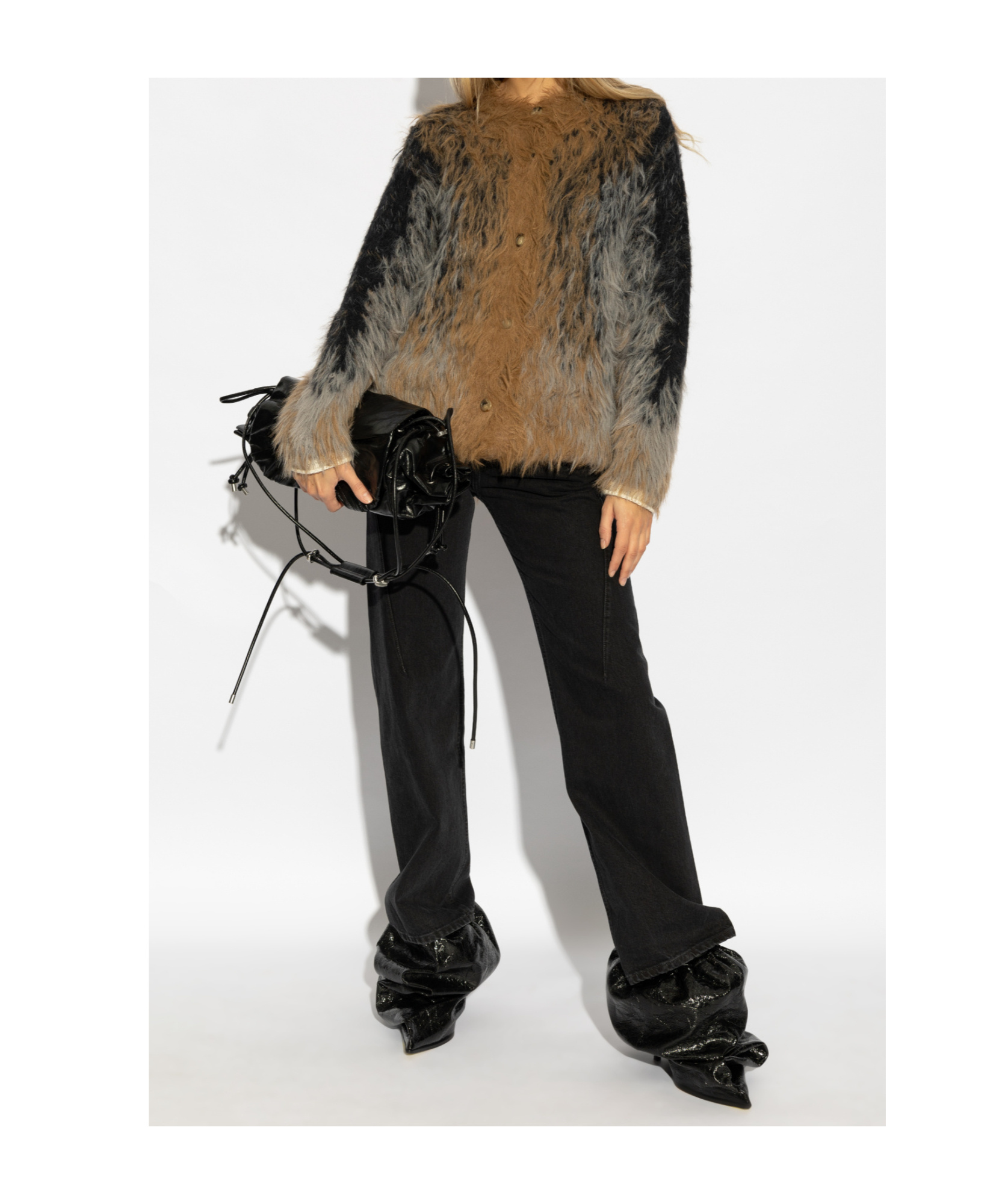 Y/PROJECT Y/PROJECT RIBBED TRIM FAUX-FUR CARDIGAN
