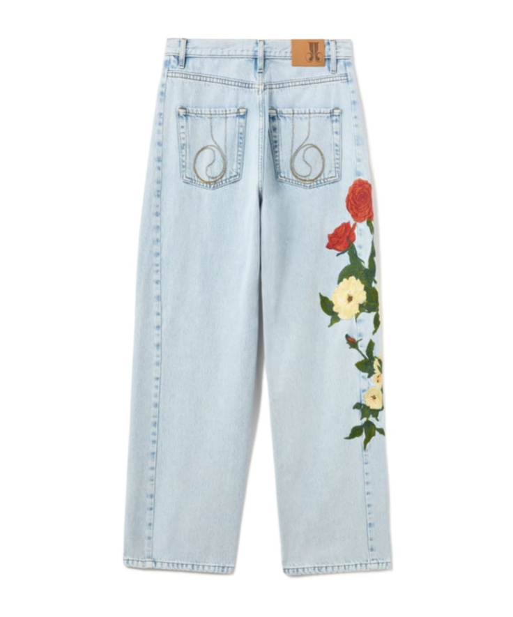 La Doublej The Barrel Embroidered-floral Jeans In Multi