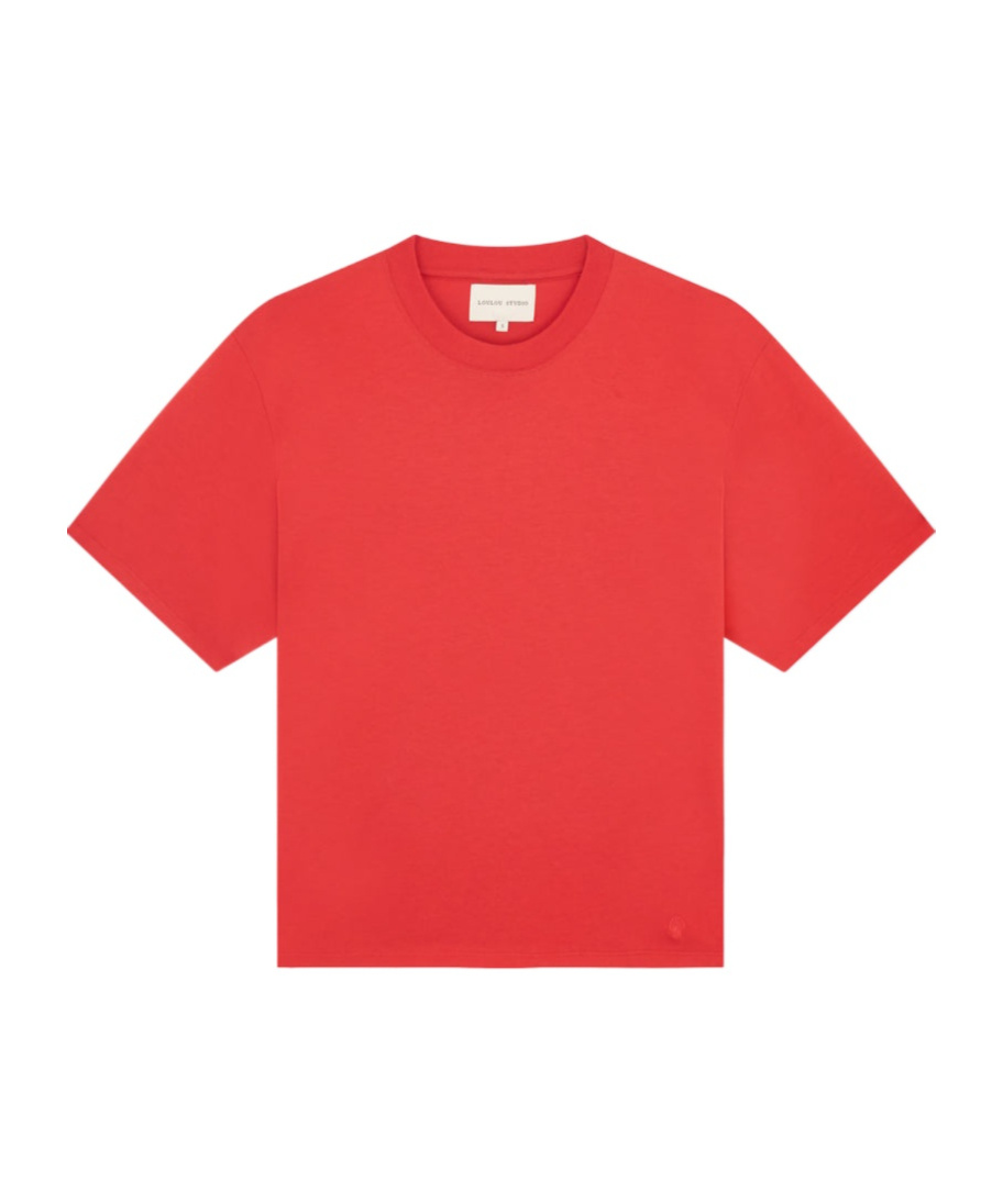 Loulou Studio Open-necked Black Shirt In Red