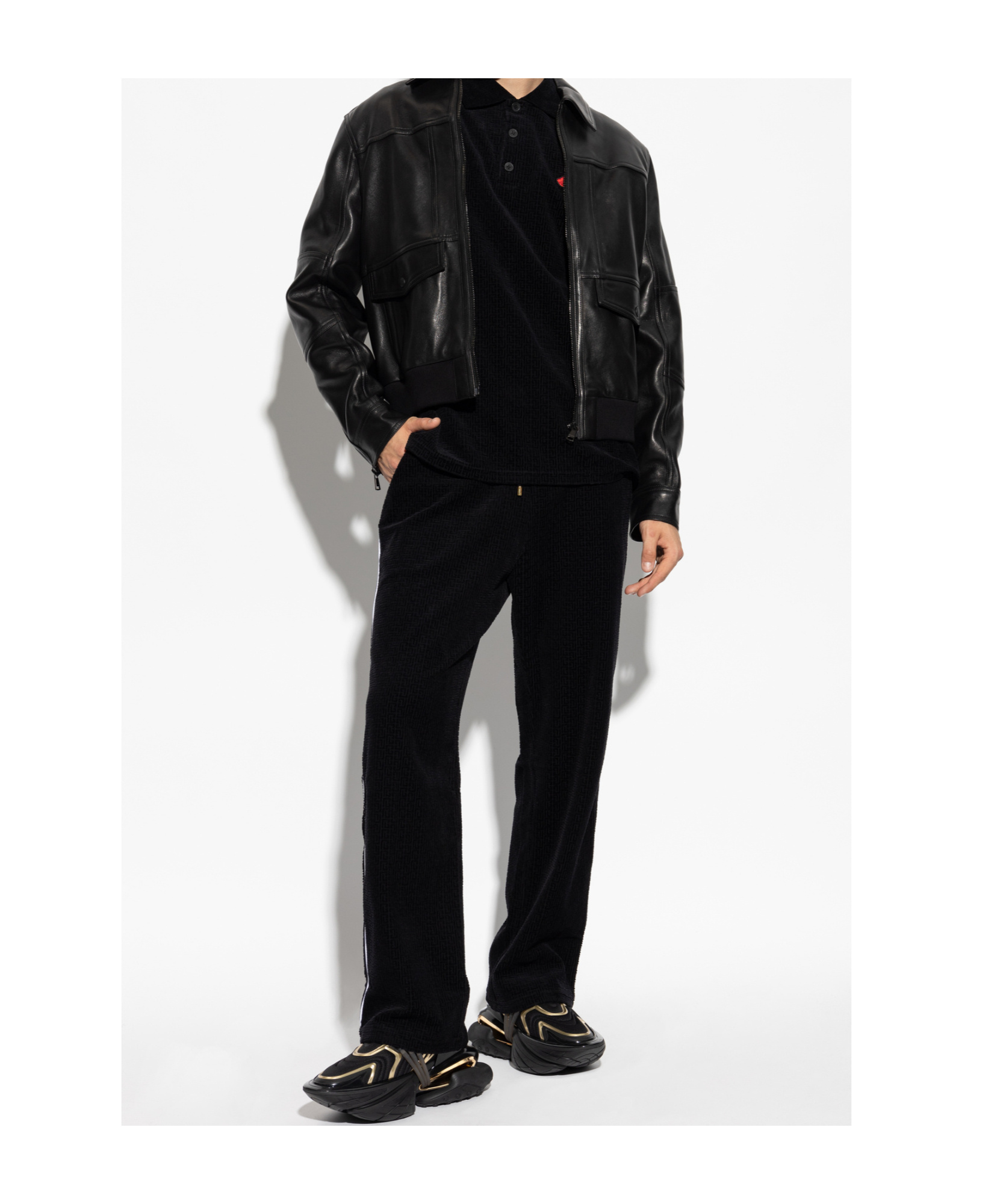 Shop Balmain Leather Jacket In Black