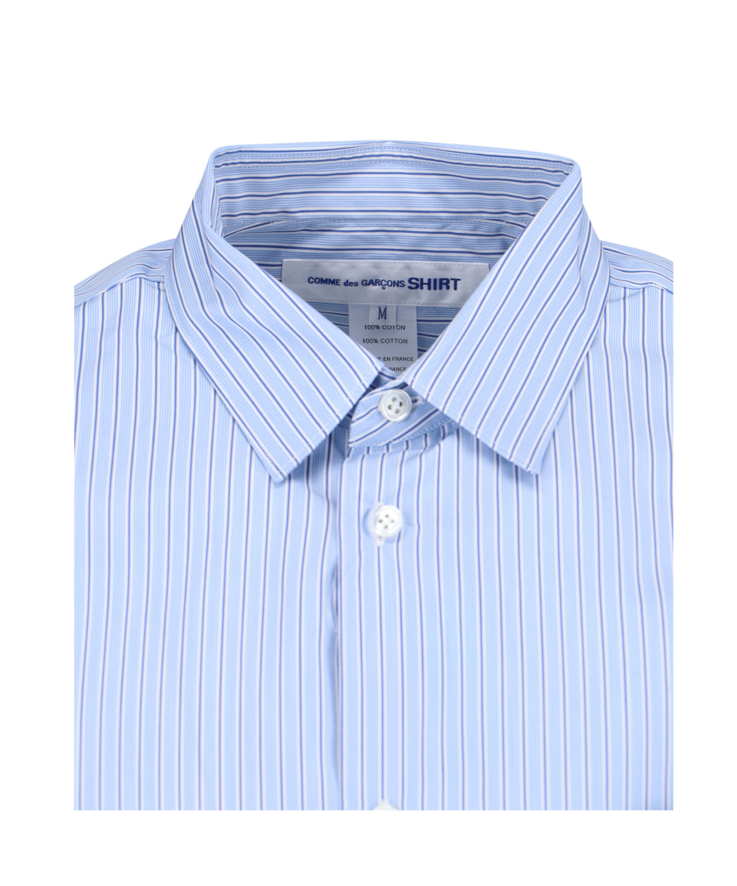 Comme Des Garçons Striped Pattern Shirt Collar Button-down In Blue