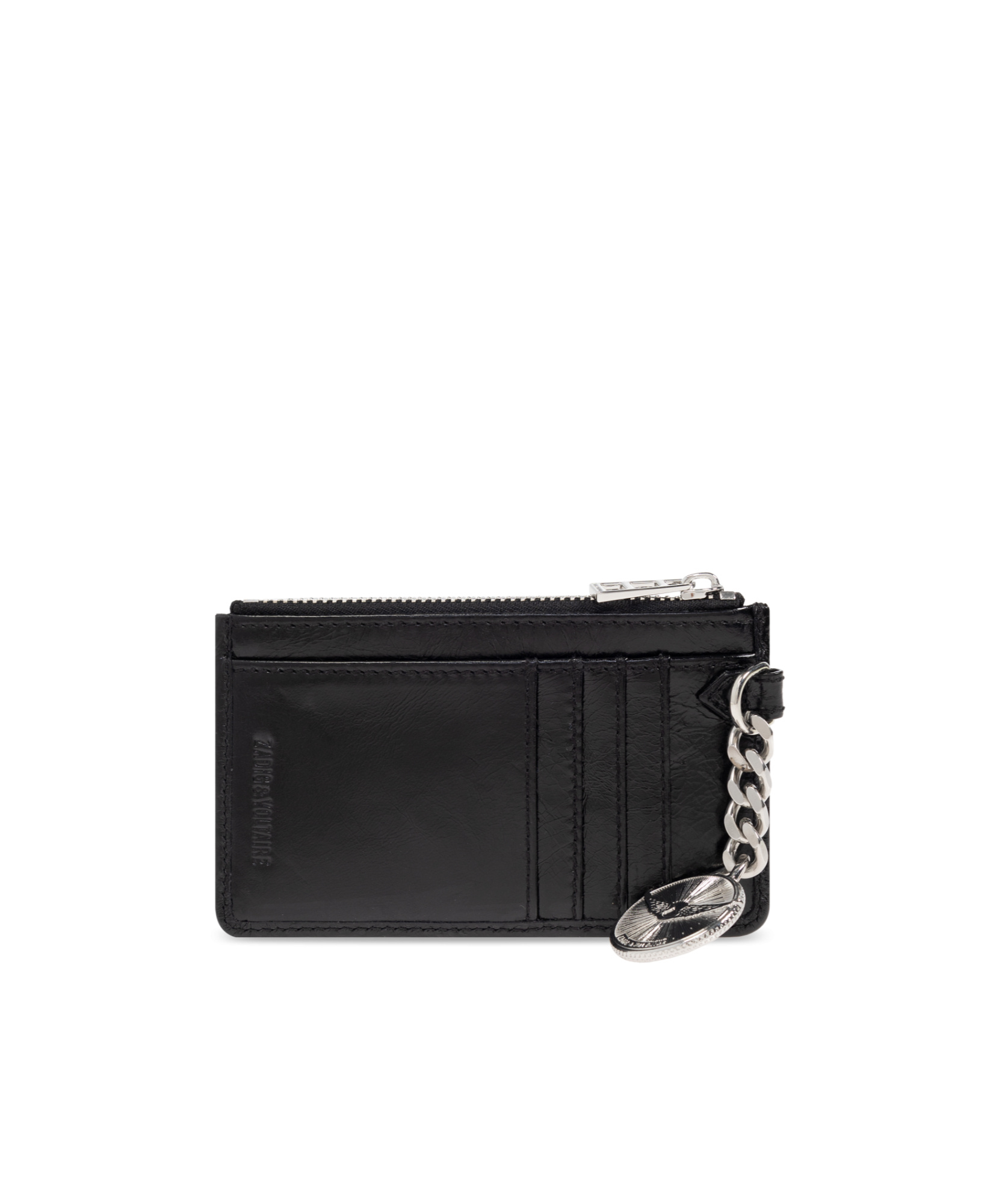 Zadig & Voltaire Sunny Leather Card Holder In Black