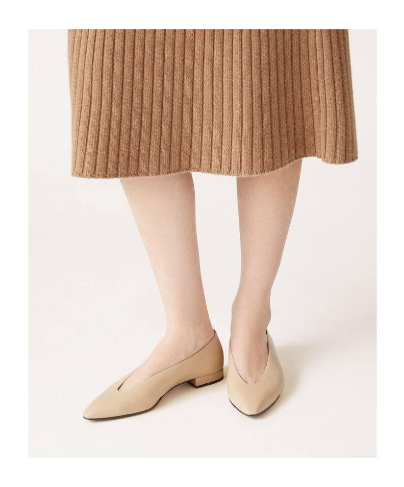 Loro Piana Rebecca Calfskin Ballerina Flats In Nude