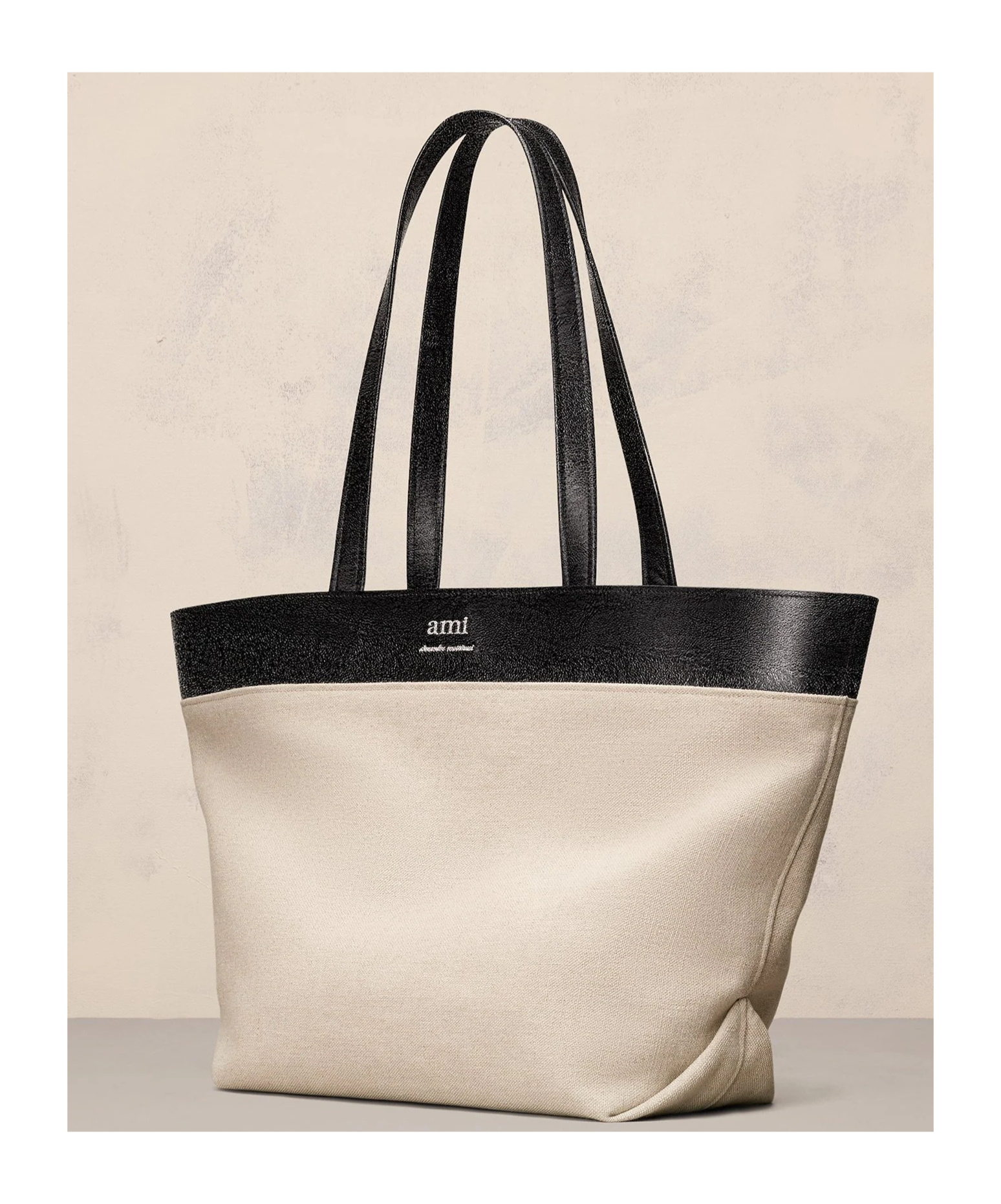 Shop Ami Alexandre Mattiussi Ami Logo Plaque Tote Bag In Nude