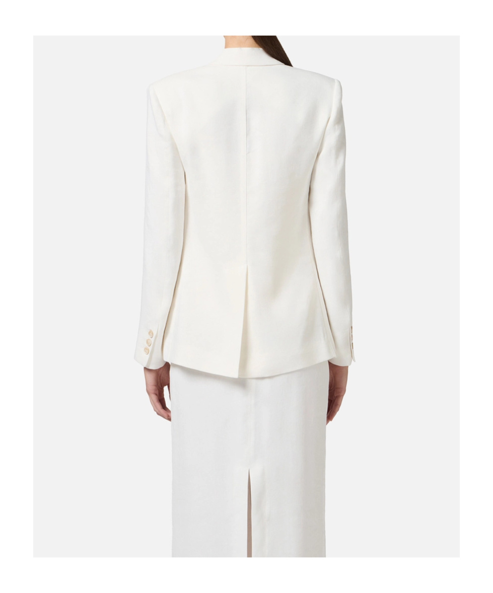 Elisabetta Franchi Linen-blend Gabardine Jacket In Ivory