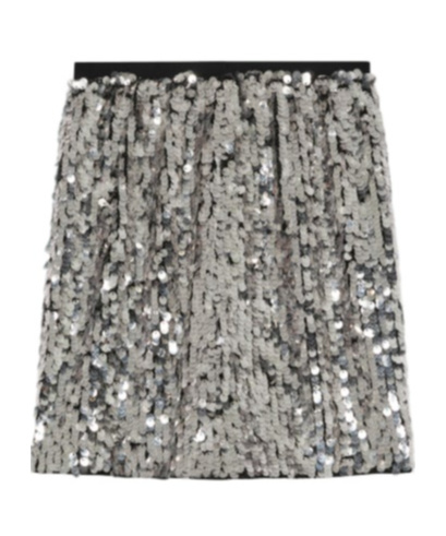 Pinko Sequin-embellished Mini Skirt In Gray