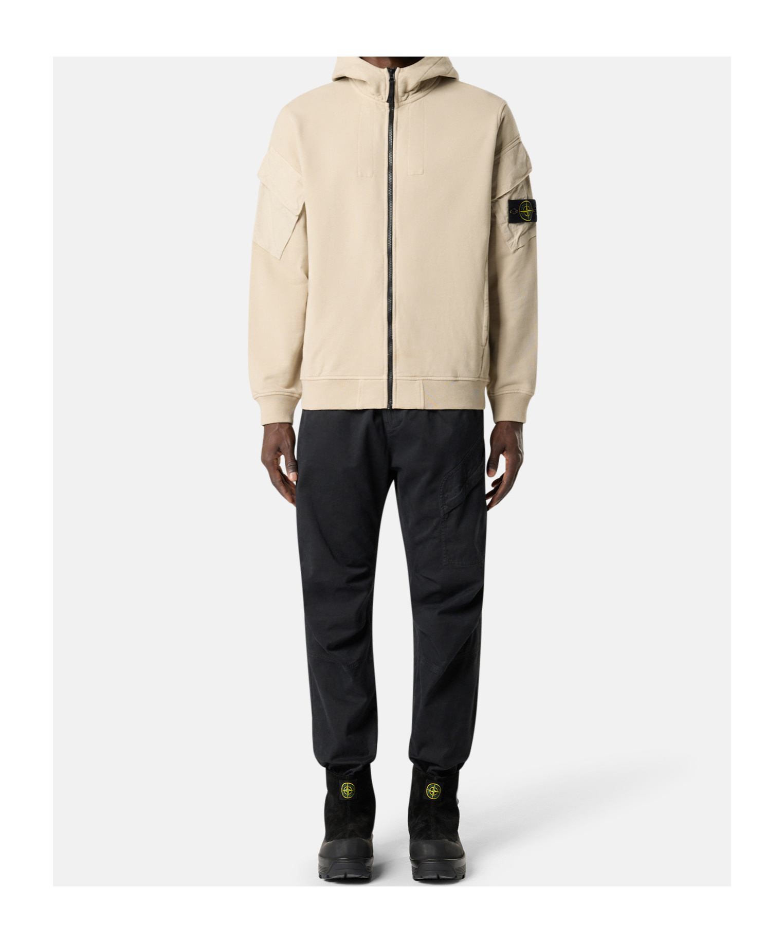 Stone Island Zip-up Hooded Sweatshirt In Neutral