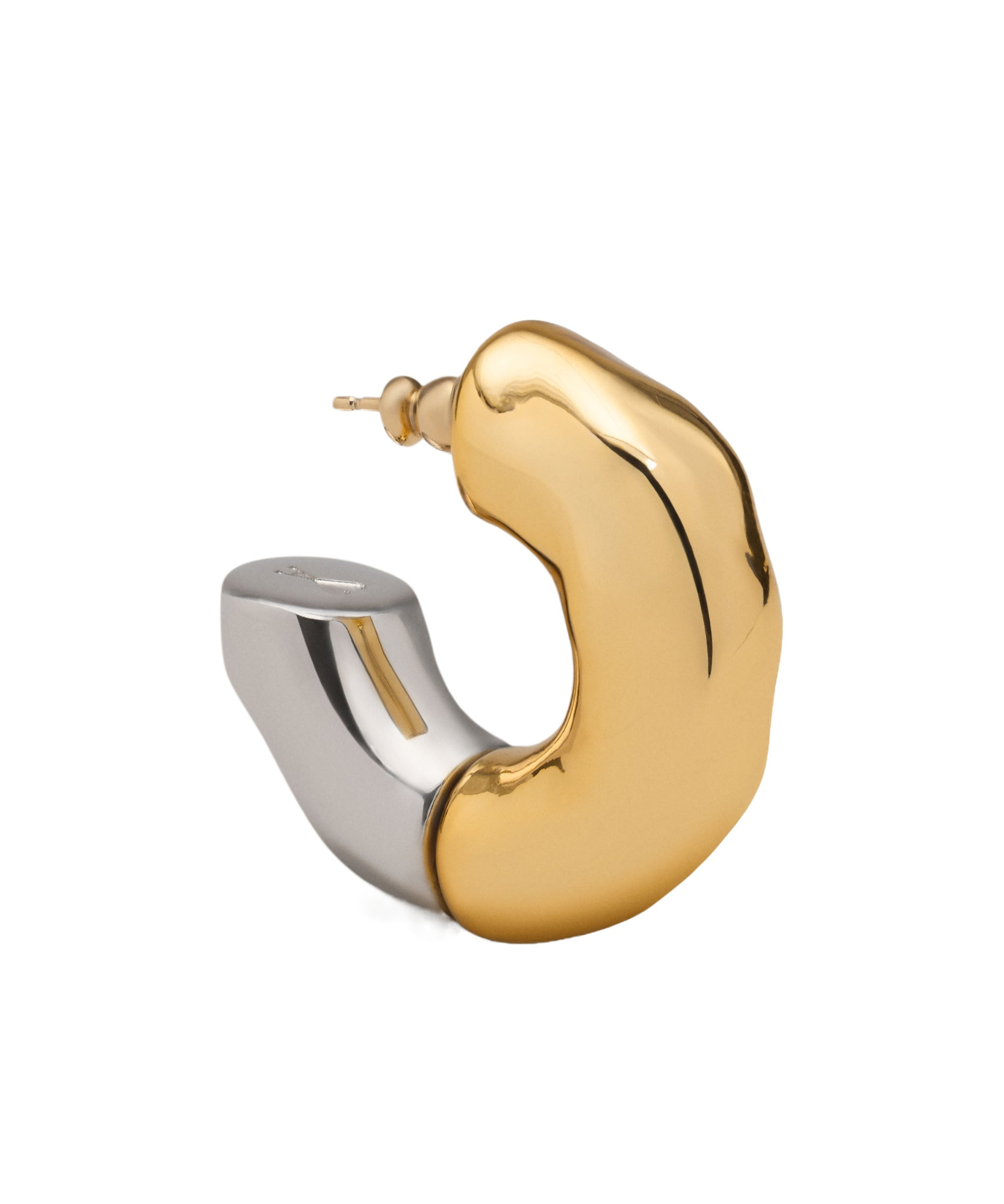 Ami Alexandre Mattiussi Hammered Earrings In Palladium-plated Brass And Gold Resin. In Gold/silver