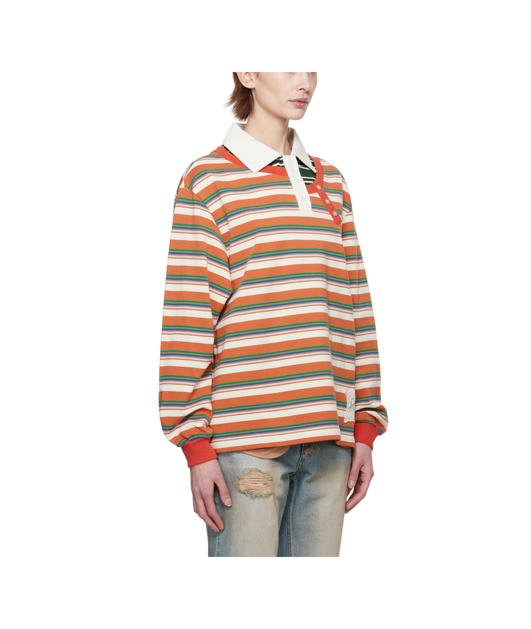 Andersson Bell Multicolor Piqué Inserted Long Sleeve Polo In Multi-color