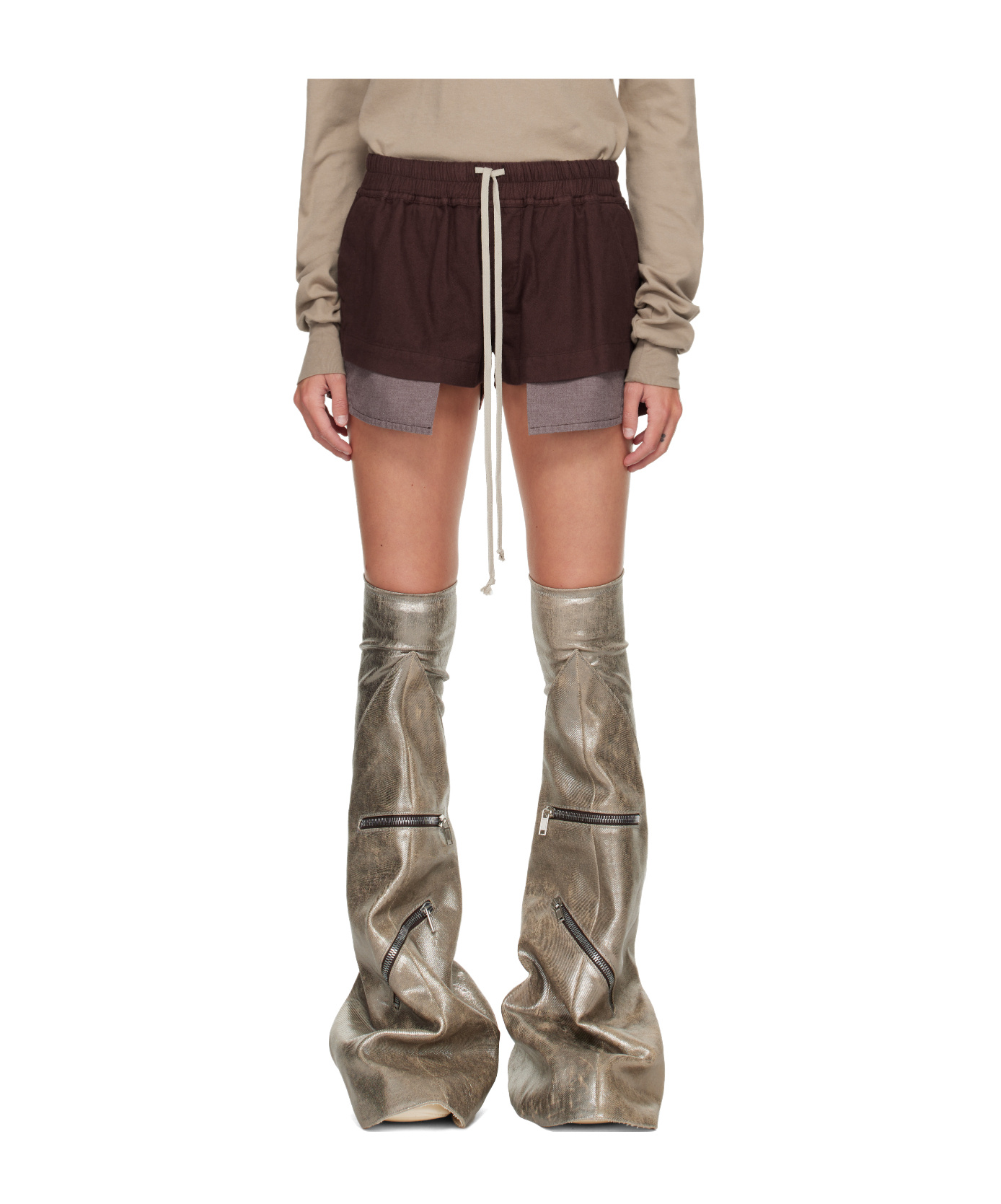 Rick Owens Drkshdw Concordians Fog Shorts In Brown