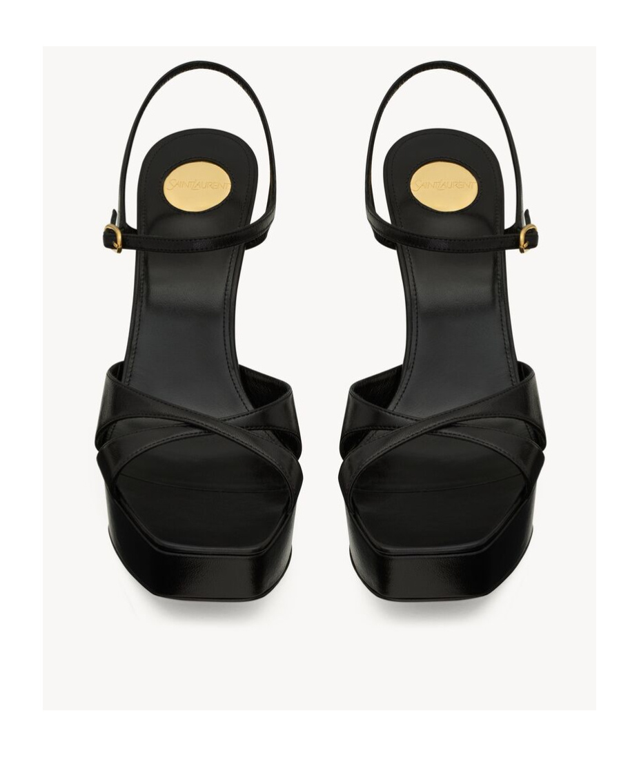 Shop Saint Laurent Debbie Platform Sandals In Smooth Leather In Black