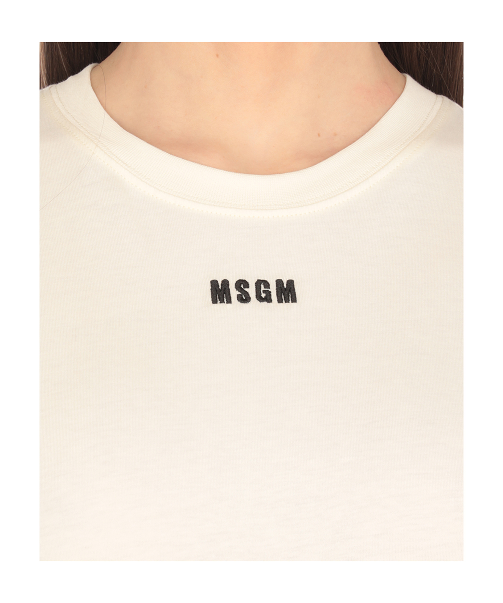 Msgm Knee Length Dress Crew Neck In Neutral